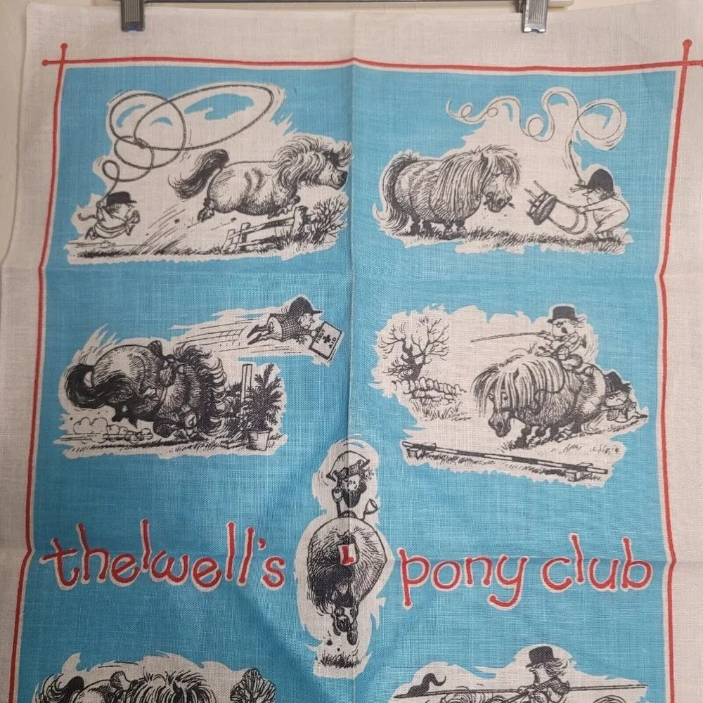 Thewell's Pony Club Ulster Linen Tea Dish Towel Appx 20.5 x 31 Inches